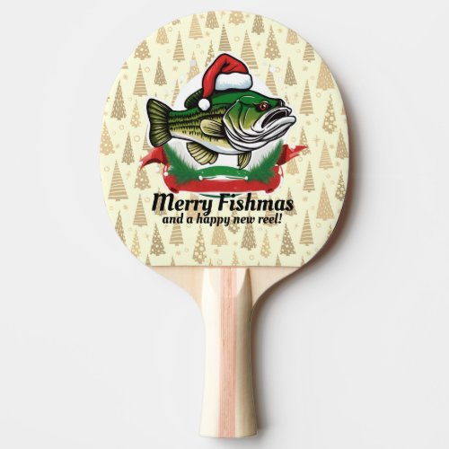 Funny Merry Christmas Fishmas Fishing Santa Fish Ping Pong Paddle