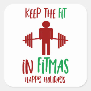 Funny Merry Christmas Fitmas Pun Trainer Square Sticker