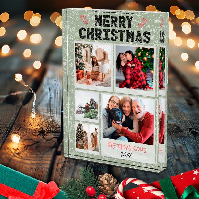 Funny Merry Christmas Green 5 Photo Family Xmas (Creator Uploaded)
