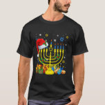 Funny Merry Christmas Happy Hanukkah Menorah Santa T-Shirt<br><div class="desc">Funny Merry Christmas Happy Hanukkah Menorah Santa Claus Hat</div>