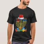 Funny Merry Christmas Happy Hanukkah Menorah Santa T-Shirt<br><div class="desc">Funny Merry Christmas Happy Hanukkah Menorah Santa Claus Hat</div>