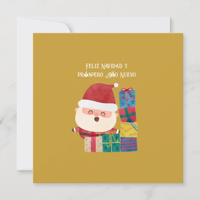Funny Merry Christmas & Happy New Year in Spanish Holiday Card (Front)