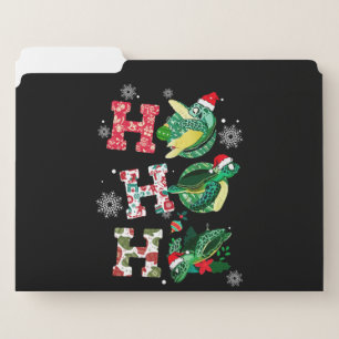 Funny Merry Christmas HO HO HO Turtle Santa File Folder