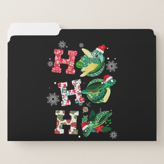 Funny Merry Christmas HO HO HO Turtle Santa File Folder (Front Left)