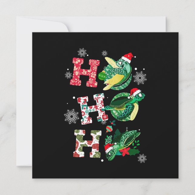Funny Merry Christmas HO HO HO Turtle Santa Invitation (Front)