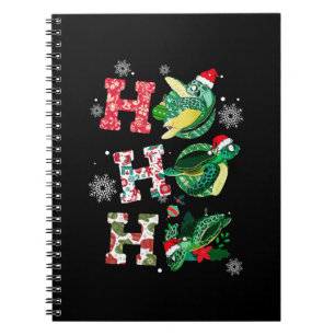 Funny Merry Christmas HO HO HO Turtle Santa Notebook