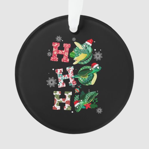 Funny Merry Christmas HO HO HO Turtle Santa Ornament