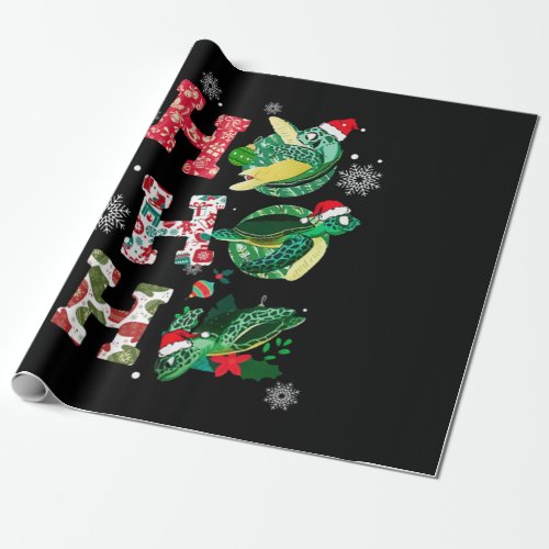 Funny Merry Christmas HO HO HO Turtle Santa Wrapping Paper