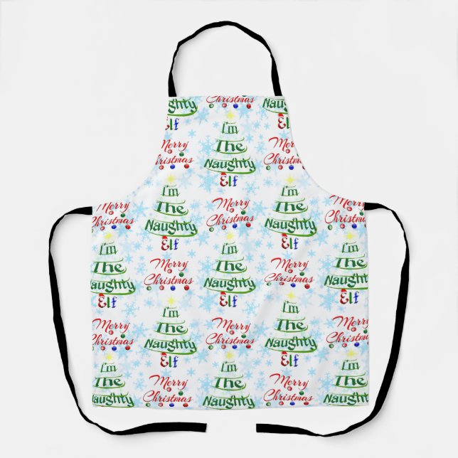 Funny Merry Christmas Holiday Naughty Elf Apron (Front)
