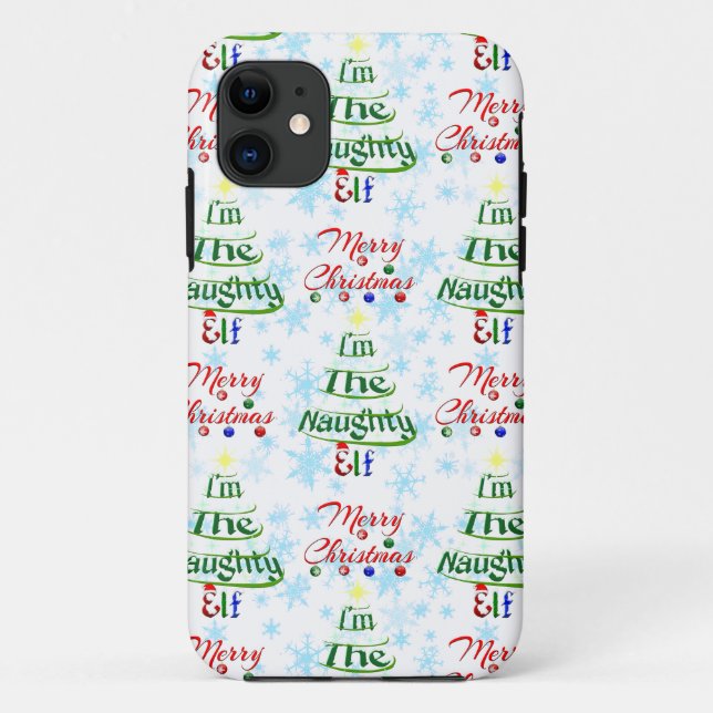 Funny Merry Christmas Holiday Naughty Elf Case-Mate iPhone Case (Back)