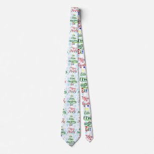 Funny Merry Christmas Holiday Naughty Elf Neck Tie