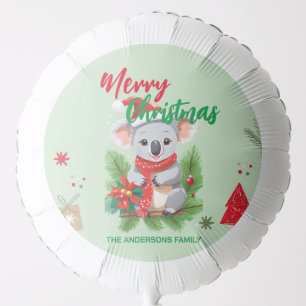 Funny merry christmas Koala Santa red and green Sc Balloon
