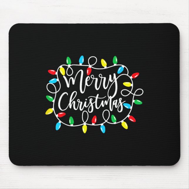 Funny Merry Christmas Lights Xmas Family Men Women Mouse Pad (Front)