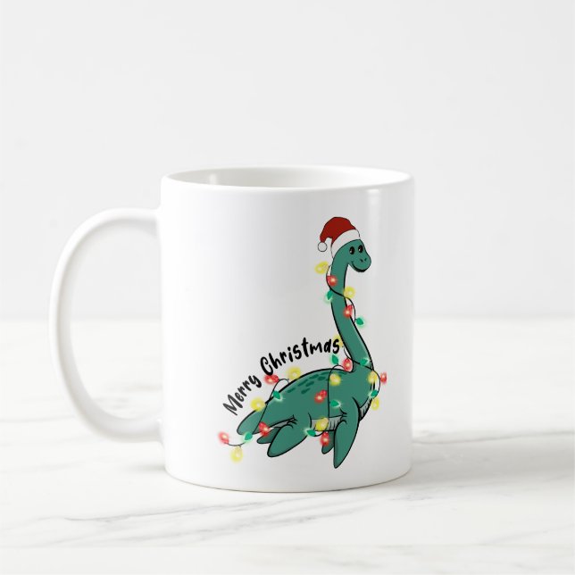 Funny Merry Christmas Lochness Monster Coffee Mug (Left)