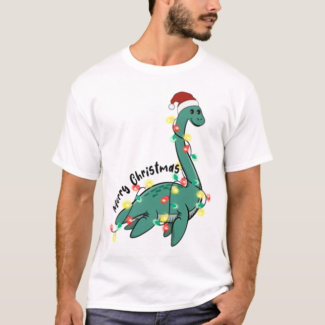 Funny Merry Christmas Lochness Monster T-Shirt (Front)