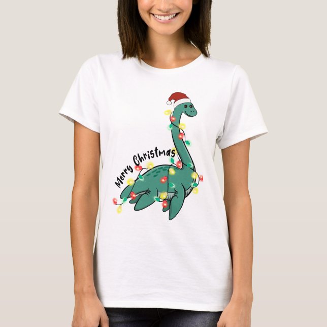 Funny Merry Christmas Lochness Monster T-Shirt (Front)