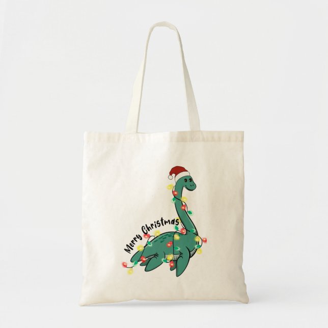 Funny Merry Christmas Lochness Monster Tote Bag (Front)
