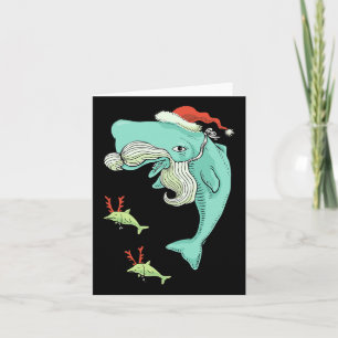 Funny Merry Christmas Ocean Whale Santa Claus  Card