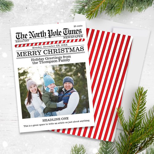 Funny Merry Christmas One Photo North Pole News  Holiday Card
