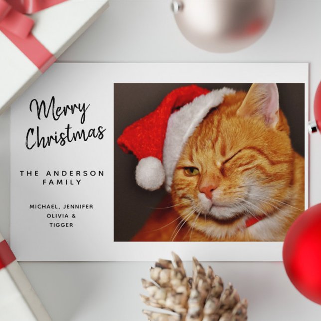 Funny Merry Christmas Orange Cat with Santa Hat Holiday Card (Creator Uploaded)