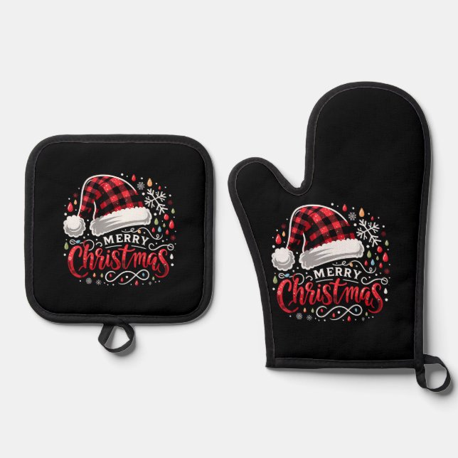 Funny Merry Christmas Oven Mitt & Pot Holder Set (Front)
