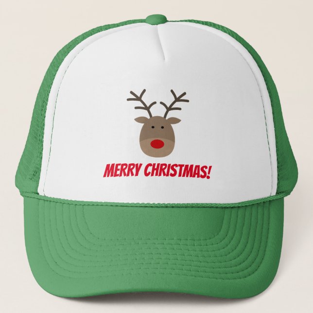 Funny Merry Christmas party hat with cute reindeer (Front)