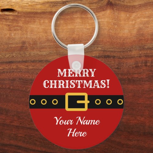 Funny Merry Christmas red Santa Claus suit custom Keychain