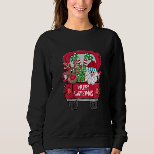 Funny Merry Christmas Reindeer Elf Santa Claus Pic Sweatshirt