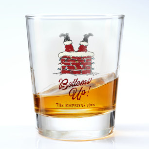 Funny Merry Christmas Santa Bottoms Up Friendmas Shot Glass