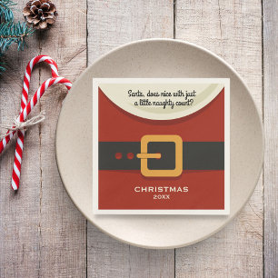 Funny Merry Christmas Santa Claus Naughty & Nice Paper Napkins