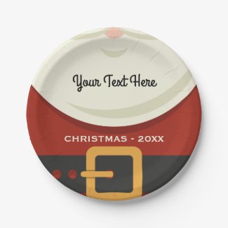 Funny Merry Christmas Santa Claus Suit Holiday Paper Plate