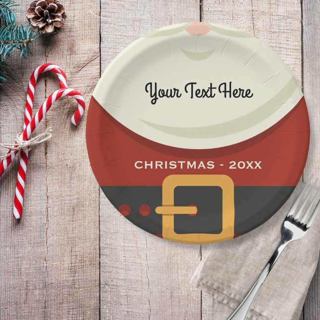 Funny Merry Christmas Santa Claus Suit Holiday Paper Plates (Creator Uploaded)