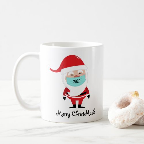 Funny Merry Christmas Santa wearing Mask 2020 Coffee Mug