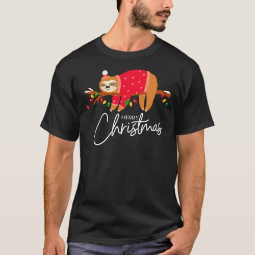 Funny Merry Christmas Sloth T_Shirt
