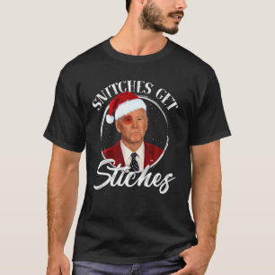 Funny Merry Christmas Snitches Get Stitches Joe.Bi T-Shirt