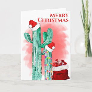 Funny Merry Christmas Southwest Saguaro Cactus Holiday Card