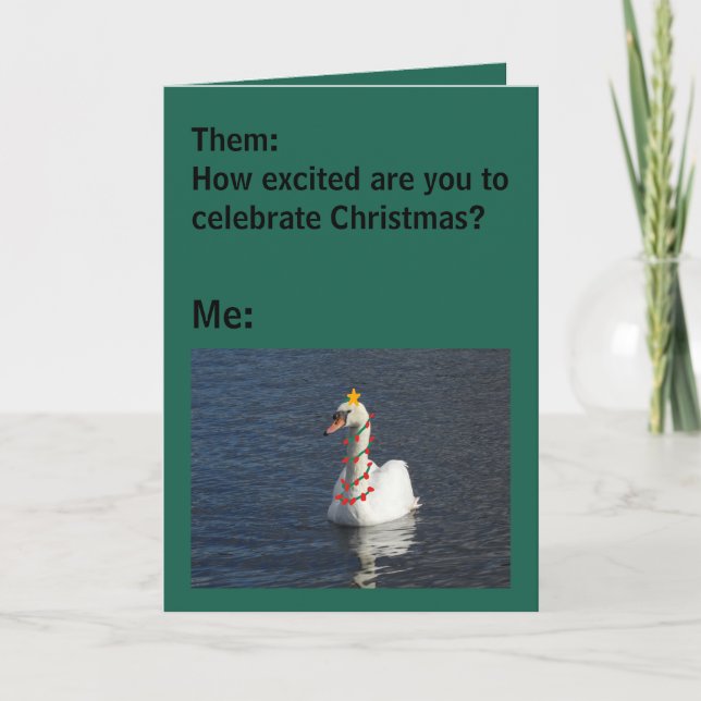 Funny Merry Christmas Swan Card (Front)