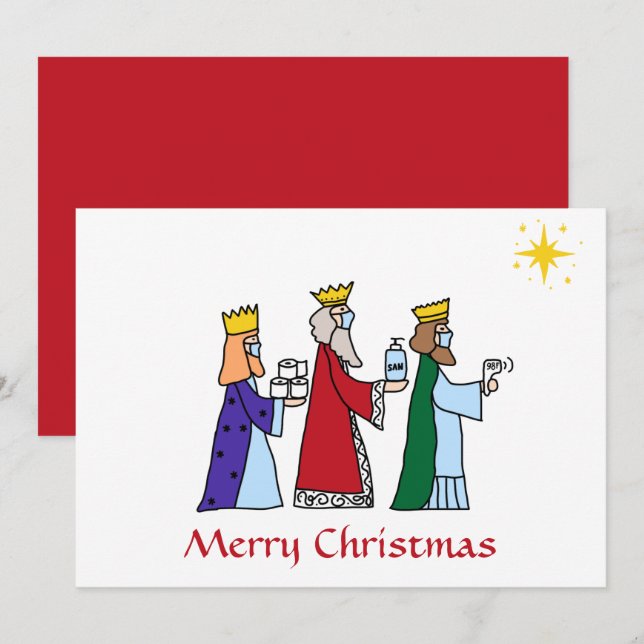 Funny Merry Christmas Three Kings Greeting Holiday Card (Front/Back)