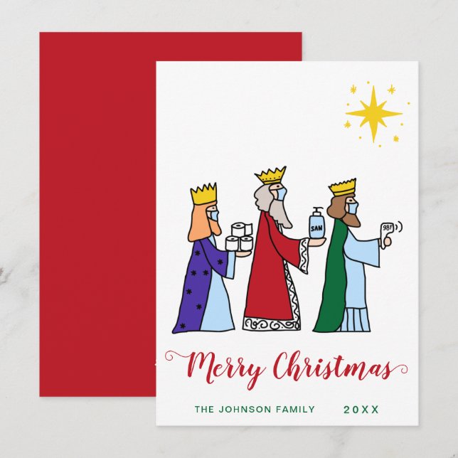 Funny Merry Christmas Three Kings Greeting Holiday Card (Front/Back)