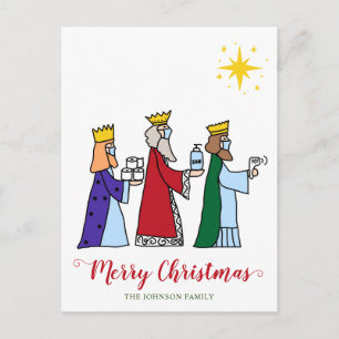 Funny Merry Christmas Three Kings Holiday Postcard