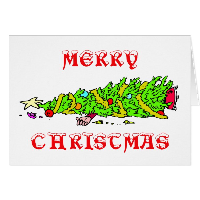 Funny Merry Christmas Tree Cartoon Cards