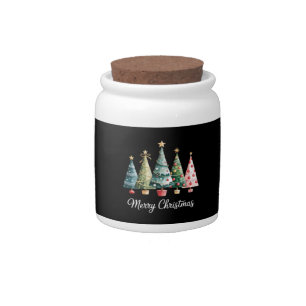 Funny Merry Christmas Trees Bow Santa Family Essen Candy Jar