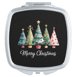 Funny Merry Christmas Trees Bow Santa Family Essen Compact Mirror
