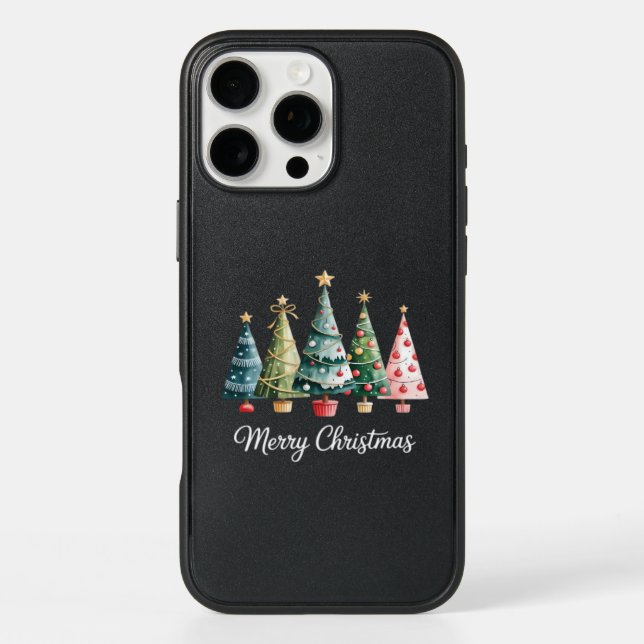Funny Merry Christmas Trees Bow Santa Family Essen Otterbox iPhone Case (Back)