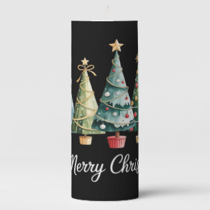 Funny Merry Christmas Trees Bow Santa Family Essen Pillar Candle