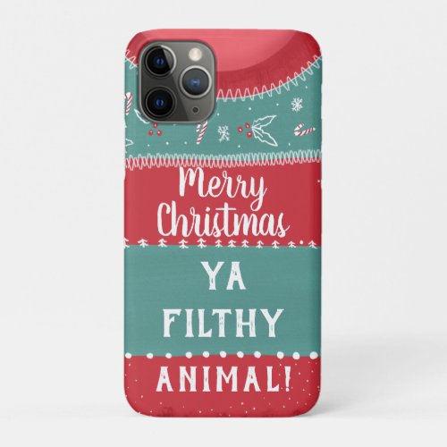 Funny merry Christmas ugly sweater red green quote iPhone 11 Pro Case