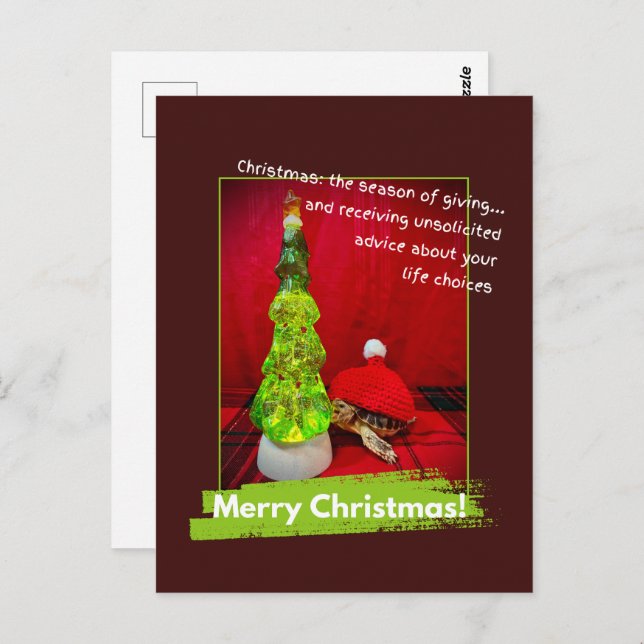 Funny Merry Christmas Unsolicited Advice Turtle Postcard (Front/Back)