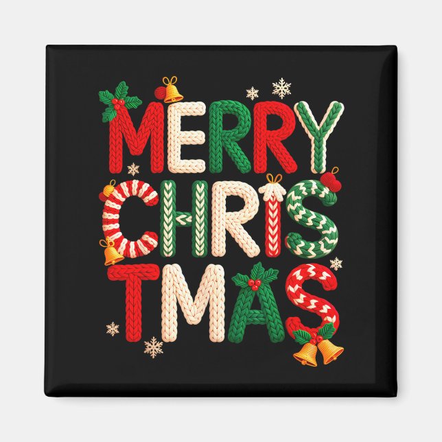 Funny Merry Christmas Yarn Crochet Knitting Quilte Magnet (Front)