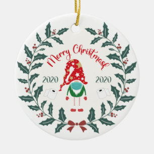 funny merry christmask, Quarantine 2020 Ceramic Ornament