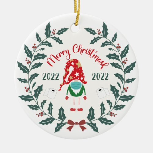 funny merry christmask Quarantine 2021 Ceramic Ornament